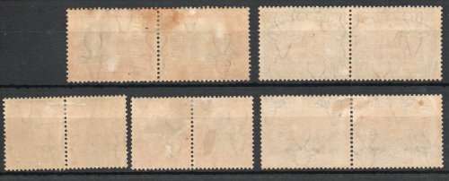 SOUTH WEST AFRICA 1926-27 DEFIN PART SET OF 5 PAIRS MOUNTED MINT. SACC 64-65, 75-77. CAT R830.