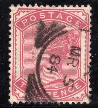 GREAT BRITAIN 1880-81 2d DEEP ROSE FINE USED. SG 168a. CV 120 POUNDS. (2018)