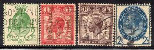 GREAT BRITAIN 1929 "UPU CONGRESS" SET OF 4 FINE-VERY FINE USED. SG 434-437. CAT 16,25 POUNDS (2018)