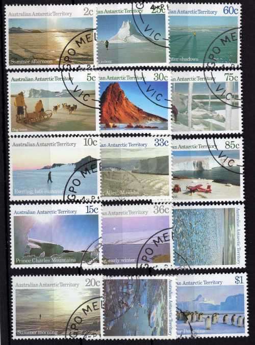 AUSTRALIAN ANTARCTIC TERRITORY 1984 ARCTIC SCENES SET OF 15 VFU (CTO). SG 63-77. CAT 18 GBP.
