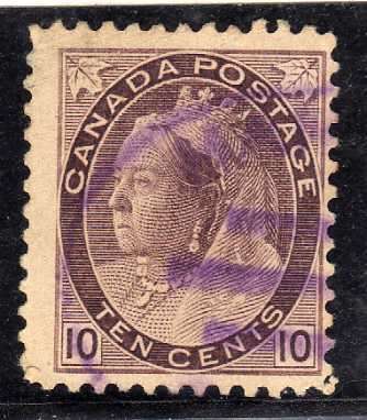 CANADA 1898-1902 DEFIN 10c PALE BROWNISH PURPLE VERY FINE USED. SG 163. CAT £15. (2018)