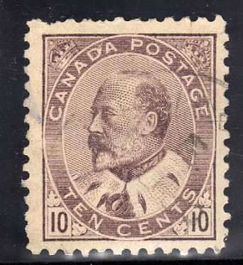 CANADA 1903-12 DEFIN 10c DULL PURPLE FINE USED. SG 184. CAT £26. (2018)