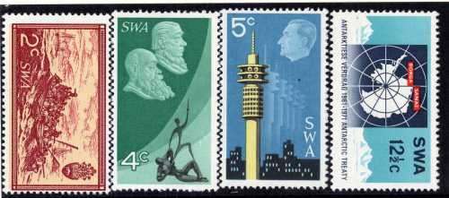 SOUTH WEST AFRICA 1971 `10TH ANNIV OF RSA` SET OF 4 UMM. SACC 240-243. CAT R520 (2023-25)