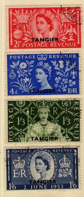 MOROCCO AGENCIES TANGIER 1953 CORONATION SET OF 4 VFU. SG 306-309. CAT £4. (2018)