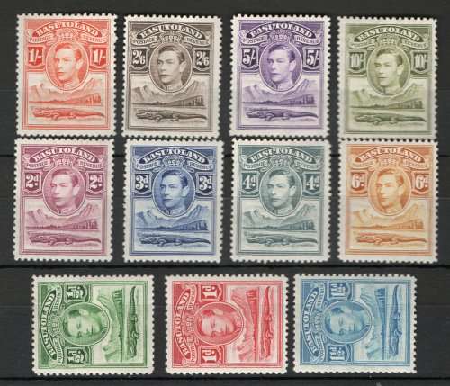 BASUTOLAND 1938 DEFINITIVE SET OF 11 LMM. SACC 18-28. CAT R3176 FOR UMM. (2023-25)