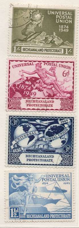 BECHUANALAND 1949 UPU SET OF 4 VERY FINE USED. SACC 133-136. CAT R175.(2019-20)
