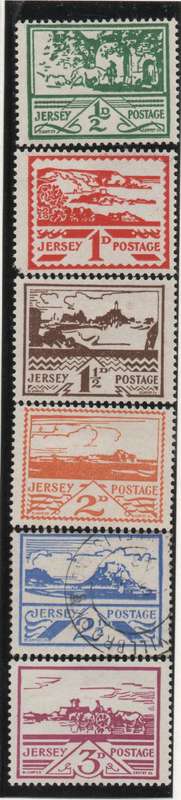 JERSEY 1943-44 WAR OCCUPATION SET OF 6 MOUNTED MINT EXCEPT 2½d VFU. SG 3-8. CAT £28. (2018)