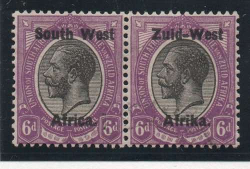 SOUTH WEST AFRICA 1923 HYPHENATED DEFIN 6d PAIR VFU. SG 6. CAT £50. (2018)