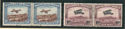 SOUTH WEST AFRICA 1931 AIRMAIL SET OF 2 PAIRS VERY FINE USED. SACC 101-102. CAT R1900.