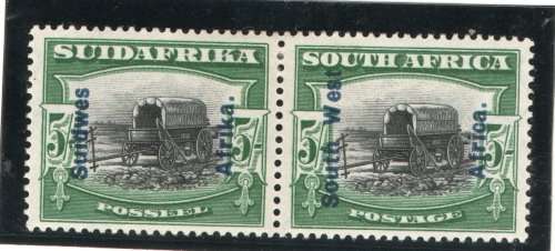 SOUTH WEST AFRICA 1926-27 OVERPRINTED DEFINITIVE 5/- PAIR LMM. SACC 79. CAT R2500.