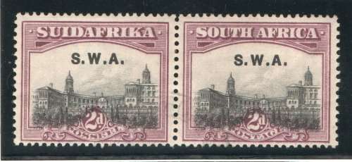 SOUTH WEST AFRICA 1927-30 OPTD S.W.A. DEFIN 2d PAIR PERF UP VFU.  SACC 83a. CAT R500.