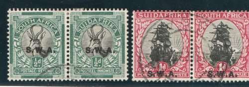 SOUTH WEST AFRICA 1930 SA ROTO OPTD S.W.A. SET OF 2 VFU.  SACC 93-94. CAT R550.