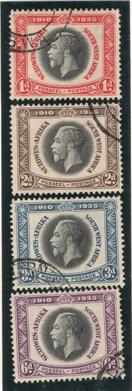 SOUTH WEST AFRICA 1935 SILVER JUBILEE SET OF 4 VFU. SG 88-91. CAT £35. (2018)