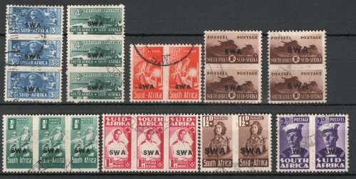 SOUTH WEST AFRICA 1943-44 SMALL WAR SET OF 9 UNITS VFU. SACC 149-157. CAT R755.