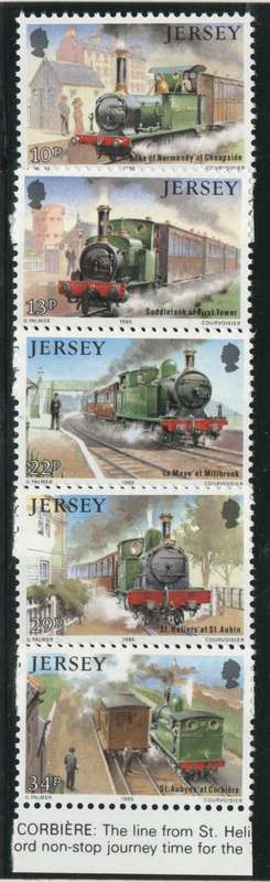 JERSEY 1985 JERSEY WESTERN RAILWAY SET OF 5 UMM. SG 365-369. CAT £3,80