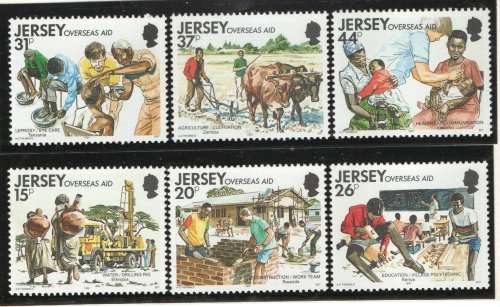JERSEY 1991 OVERSEAS AID SET OF 6 UNMOUNTED MINT. SG 558-563. CAT £4,80.