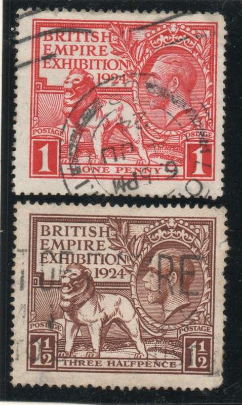 GREAT BRITAIN 1924 `BRITISH EMPIRE EXHIBITION` SET OF 2 FINE USED. SG 430-31. CAT 26 POUNDS.