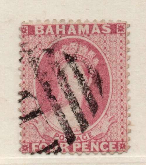 BAHAMAS 1882 QV DEFIN 4d ROSE PERF 14 WMK CROWN CA FINE USED. SG 43. CAT £60. (2018)