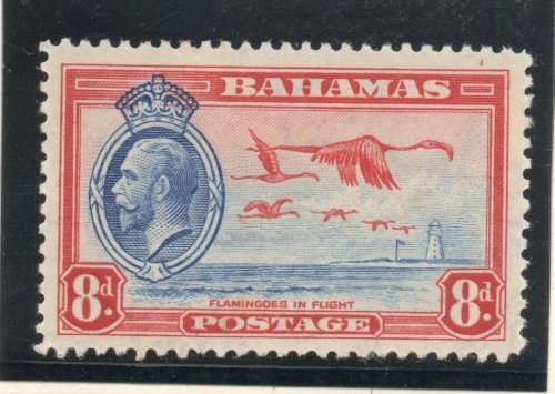BAHAMAS 1935 DEFIN 8d GREATER FLAMINGO IN FLIGHT LMM. SG 145. CAT 9 POUNDS. (2018)