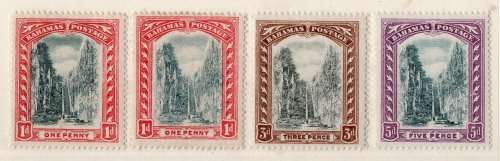 BAHAMAS 1911-19 DEFIN PART SET OF 4 WMK CROWN CA MM. SG 75a, 75b, 77, 78. CAT 23,50 POUNDS. (2018)