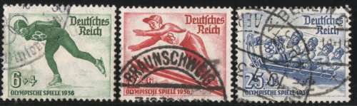 GERMANY 1935 `WINTER OLYMPIC GAMES` SET OF 3 VFU. SG597-99. CAT £14.
