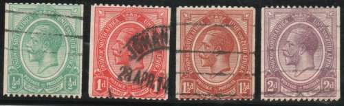 SOUTH AFRICA 1913 COIL STAMPS SET OF 4 VERY FINE USED. SACC 17-20. CAT R282. (SACC 2019-20)