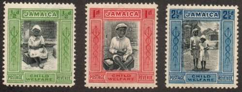 Jamaica 1923 child welfare set of 3 mounted mint. SG 107-107c. Cat £25. (2018)