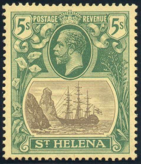 St Helena 1922-37 KGV Defin 5/-  very fine mounted mint. SG 95. Cat £50. (2018)