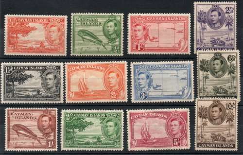 Cayman Islands 1938-48 KGVI definitive set of 14 mounted mint. SG 115-126a. Cat £100. (2018)