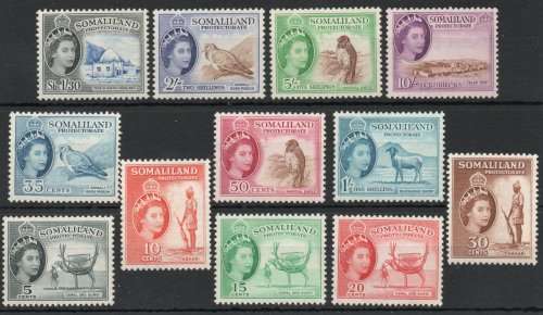 Somaliland 1953-58 QEII definitive set of 12 very fine lmm. SG 137-148. CAT £120. (2018)