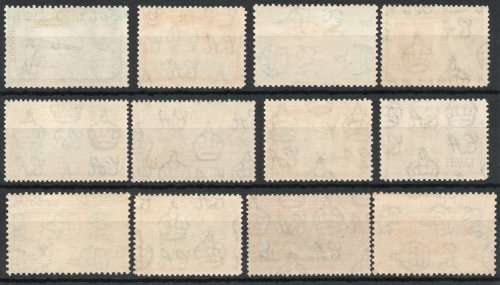 Gilbert & Ellice Islands 1939-55 KGVI definitive set of 12 lightly mounted mint. SG 43-54. Cat £42.