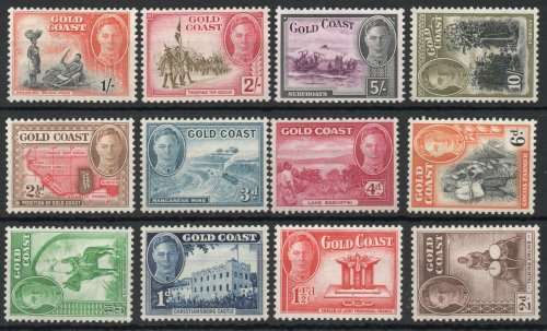 Gold Coast 1948 KGVI definitive set of 12 mint. SG 135-146. CAT £85. (2018)