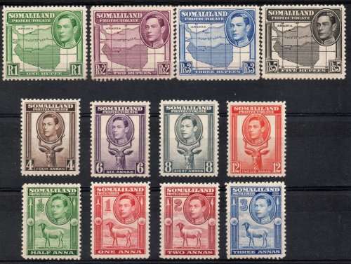 Somaliland 1938 KGVI definitive set of 12 lightly mounted mint. SG 93-104. Cat £150 (2018)