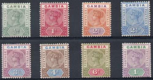 Gambia 1898-1902 QV definitive set of 8 lightly mounted & mounted mint. SG 37-44. CAT £130 (2018)
