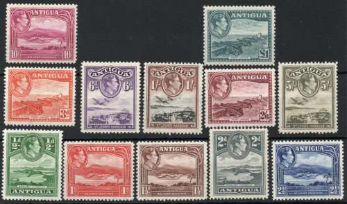 Antigua 1938-51 KGVI definitive set of 12 superb unmounted mint. SG 98-109. Cat £130. (2018)