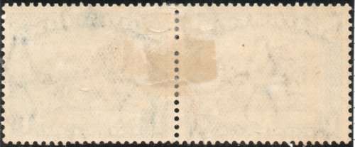 South Africa 1930-45 1/- brown & blue inv wmk mm pair with twisted horn flaw. SG 48cw Cat £225(2018)