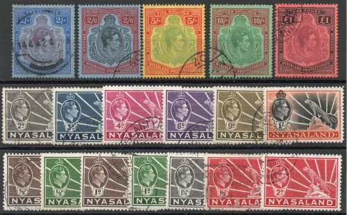 Nyasaland 1938-44 KGVI definitive set of 18 very fine used. SG 130-143. Cat £200. (2018)