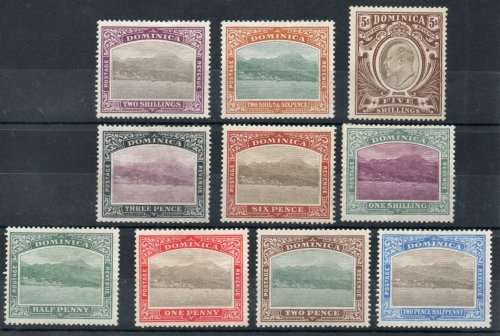 Dominica 1903-07 KEVII definitive set of 10 fine mounted mint. SG 27-36. Cat £272. (2018)