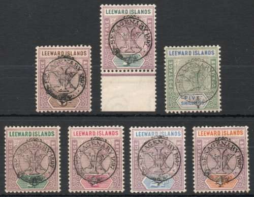 Leeward Islands 1897 QV Diamond Jubilee part set of 7 (no 1/-) mounted mint. SG 9-14 & 16. Cat £651.