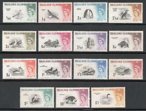 Falkland Islands 1960 birds defin set of 15 very fine umm/lmm. SG 193-207. Cat £170. (2018)