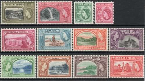 Trinidad & Tobago 1953-59 QEII definitive set of 12 umm/lmm. SG 267-278. Cat £40 (2018)