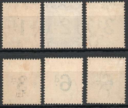 South Africa 1932-42 Postage Due 1d - 6d & 2 shades mm SG D25-D27, D28w & D29-D29a. Cat £168. (2018)
