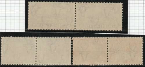 South Africa 1939 250th Anniv of Huguenot landing in SA set of 3 pairs umm. SG 82-84. Cat £50 (2018)
