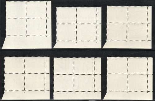 South Africa 1972 postage due set of 6 in B control blocks of 4 umm. SACC 63-68. Cat R1090 (2019-20)