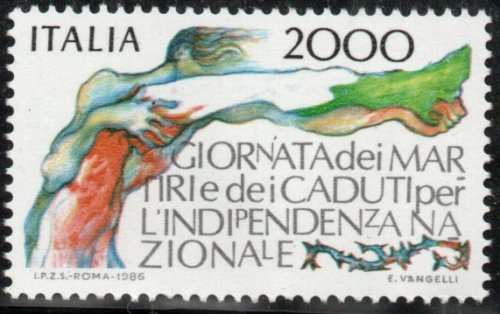 ITALY 1986 NATIONAL INDEPENDENCE MARTYR`S DAY. SG 1929 UMM. CAT £5,25 (2013)