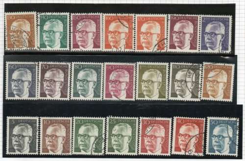 Germany 1970 President Heinemann set of 21 very fine used. SG 1535-1555. CAT £15,70. (2013)