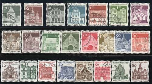 Germany 1964 Twelve centuries of German architecture set of 23 vfu. SG 1359-1381. CAT £13,50. (2013)