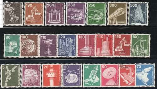 Germany 1975 Industry and Technology defin set of 23 vfu. SG 1739-1755. CAT £19. (2013)