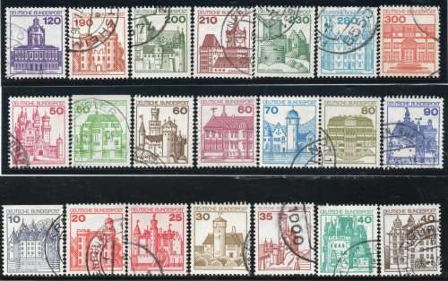 Germany 1977 German castles set of 21 vfu. SG 1805-1812d. CAT £12.60 (2013)