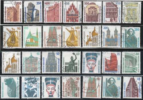 Germany 1987 tourist sights set of 28 vfu. SG 2200-2220d. CAT £30.25 (2013)